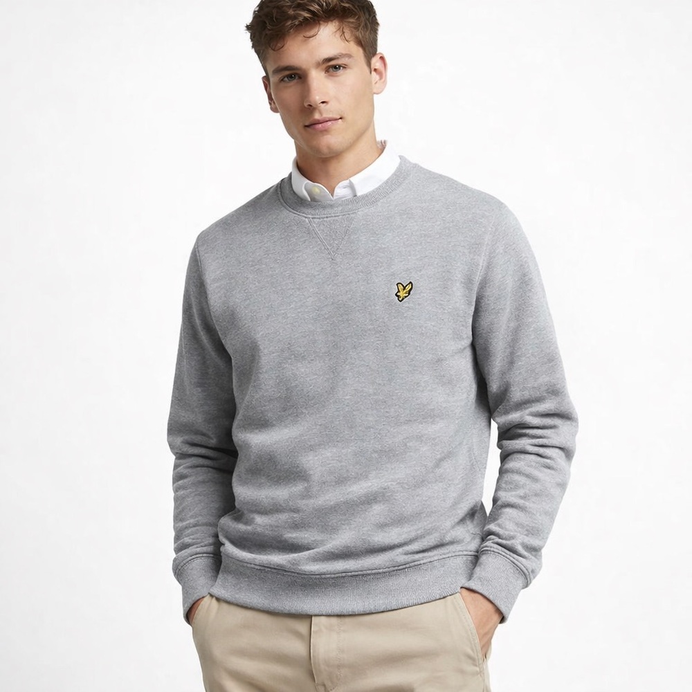 Lyle & Scott Crewneck Sweatshirt Cotton Fleece Size M Light Grey